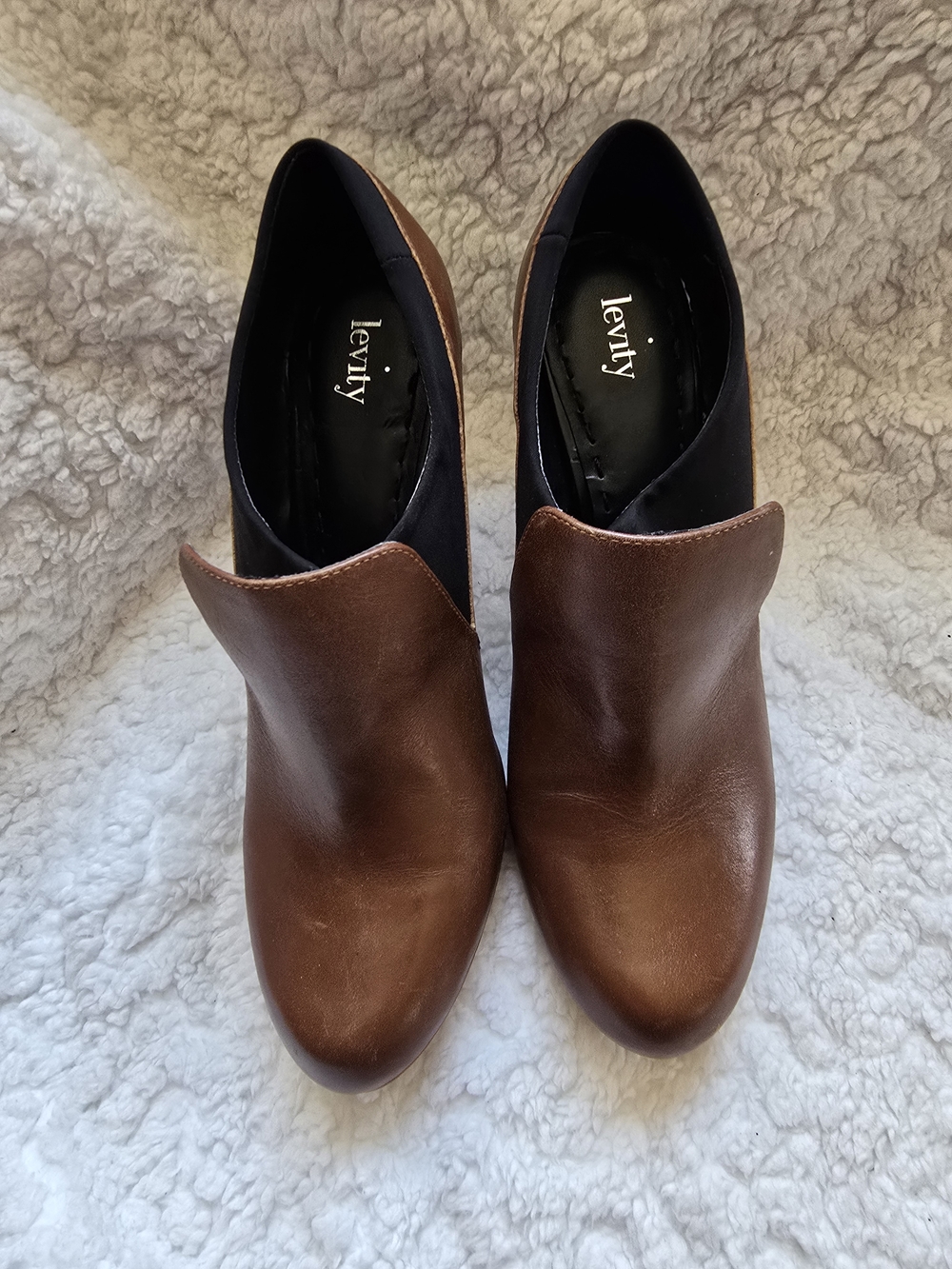 Levity Women's Brown Leather Slip-On Booties